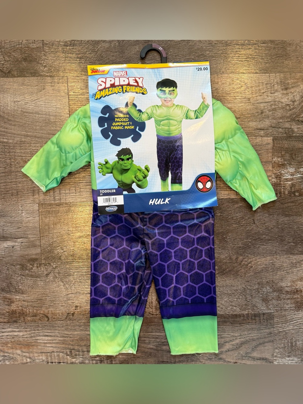 NWT Disney Jr Marvel Spidey Amazing Friends Hulk Toddler Halloween Costume 2T